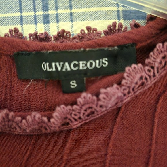 Oliva Ceous Maroon Like Gauze Blouse Size S - Picture 3 of 5
